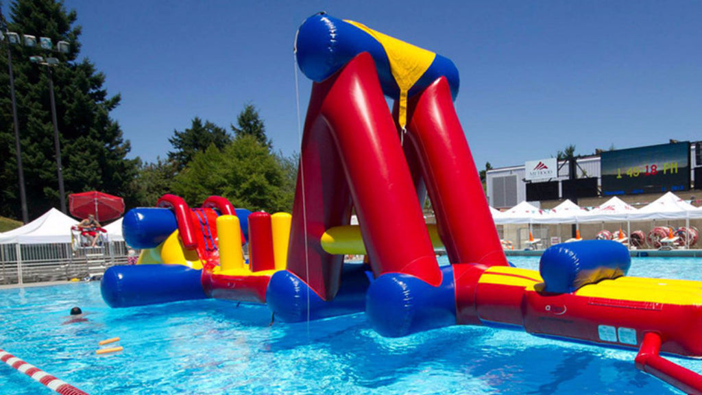 Multi Challenge Inflatable Pool Obstacle Course – Aflex Inflatables